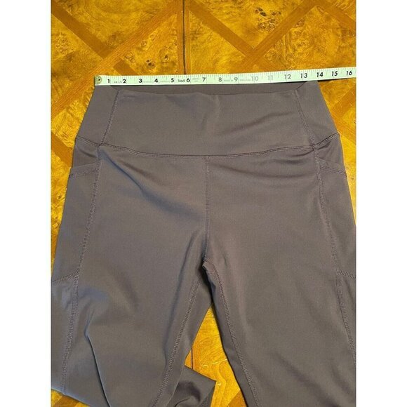 Zyia Active Brilliant Hi-Rise Capri 20" Wine Burgundy Legging Pockets Size 14-16 - Picture 5 of 8